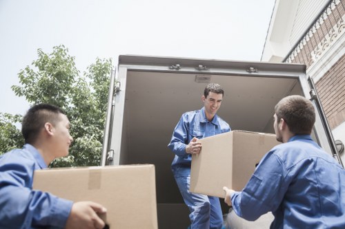 Student removals in Watford with packed boxes ready for transport